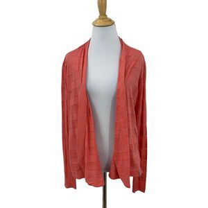 Columbia Cardigan Womens XS Extra Small Coral Open Front Striped Long Sleeve